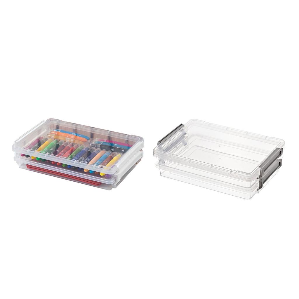 2pcs Plastic Portable File Box Stackable Dustproof Protective Clear  Document Case for Document Ph