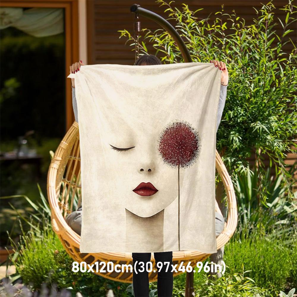 

1pc woman flower Outdoor Flannel Blanket Soft Warm All-Season Throw for Sofa Bed Car Camping Office, Cozy Gift Idea1203S 80x120cm(31x47inch)