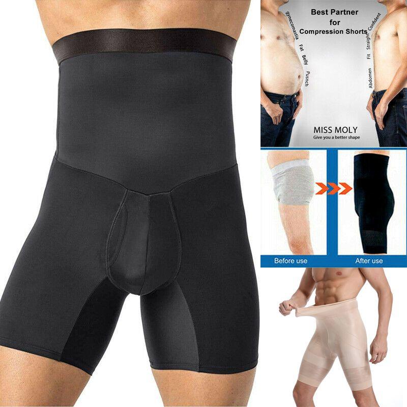 Mens Shaper Body Tummy Control Slimming Shapewear Shorts High Waist Trim Abdomen