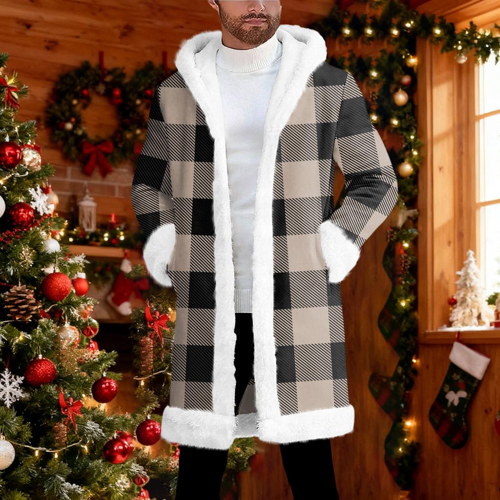 Pánský kardigan s kapucí, dlouhý, hřejivý kabát