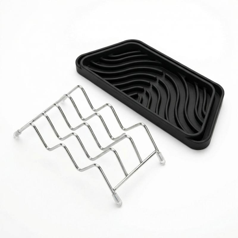 Practical Bathroom Solution with Stainless Steel Soap Rack and Drainage Feature