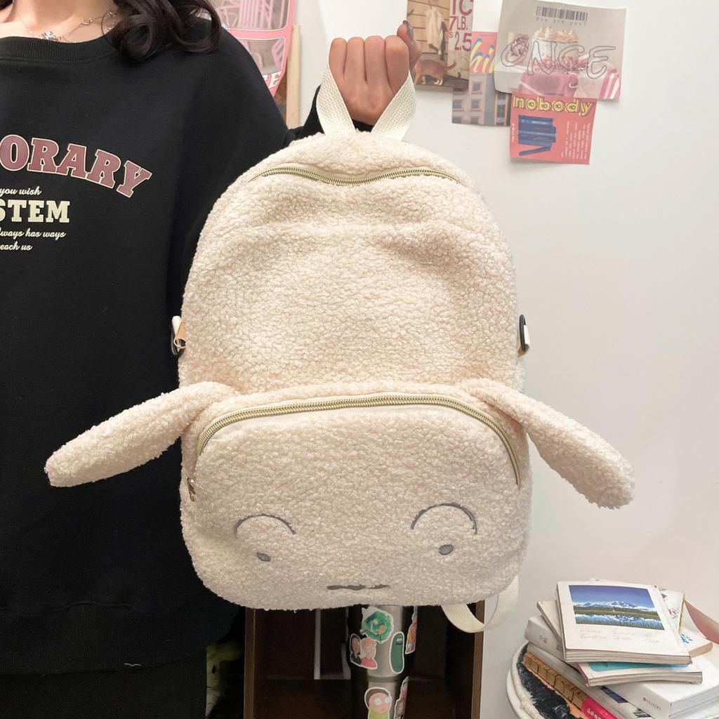 Crayon Nohara Shinchan Shiro Themed Plush Backpack Anime Schoolbag Peripheral
