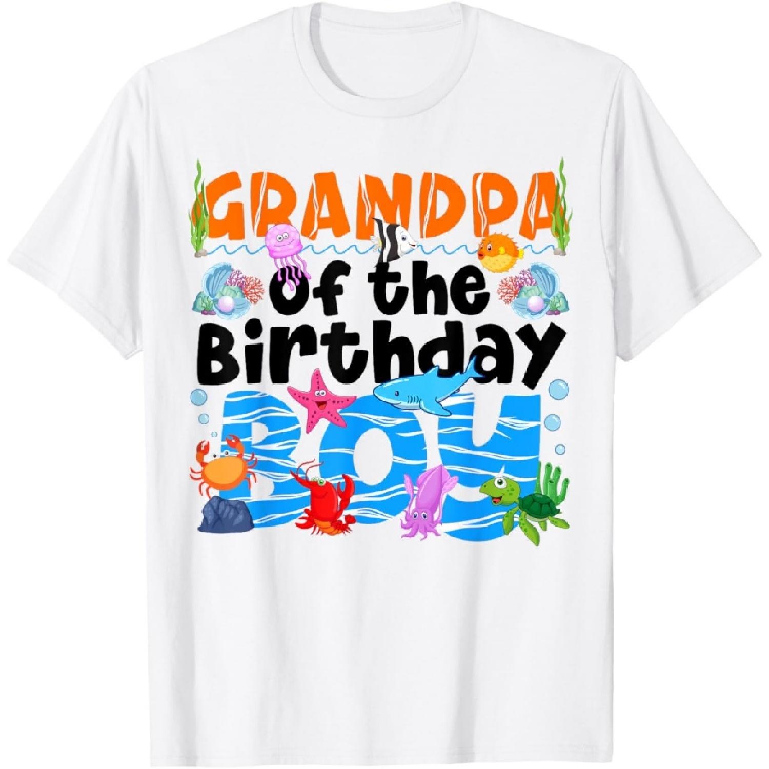 Grandpa Under Sea Birthday Party Ocean Sea Animals Themed T-Shirt(1) XXXXXL белый
