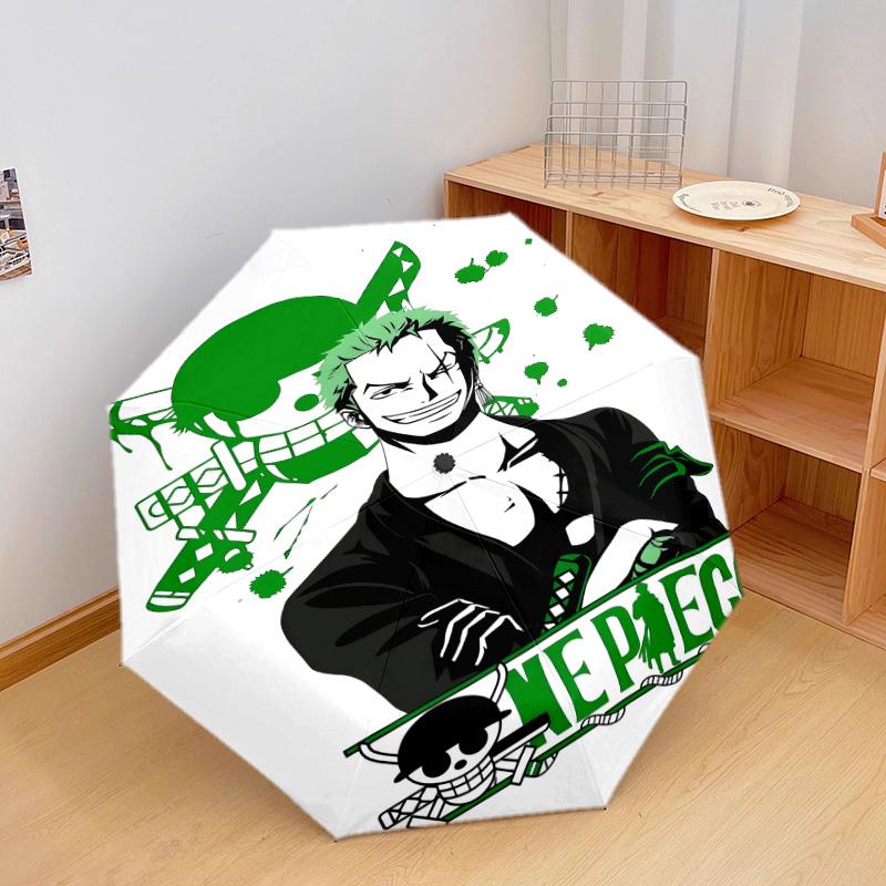 1 Stück Automatischer Faltregenschirm - Roronoa Zoro Muster Tragbares faltbares Design mit 8 Speichen Weihnachts-Geburtstagsgeschenke
