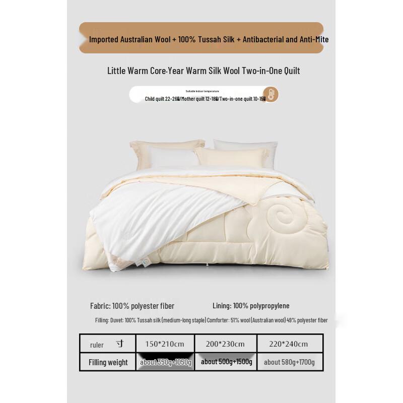 

Mercury Home Textiles Silk & Wool All-Season Quilt Set