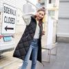Womens Hooded Quilted Cotton Vest Mid-Length Warm Sleeveless Puffer Waistcoat Streetwear Casual Outerwear