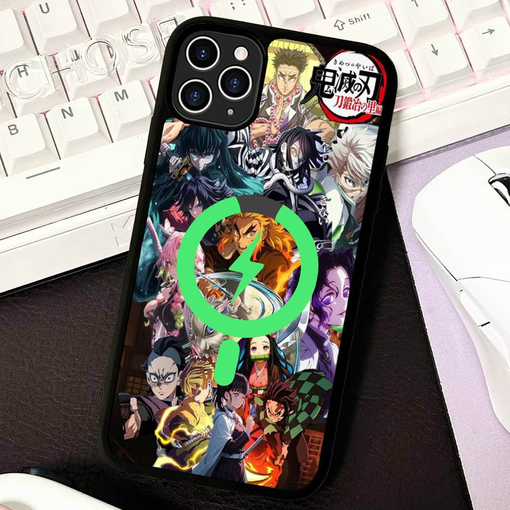 Demon Slayer Cartoon Phone Case Magnetic Case For IPhone 16 14 13 12 11 15 Pro Max Plus For Magsafe Wireless Charge Cover