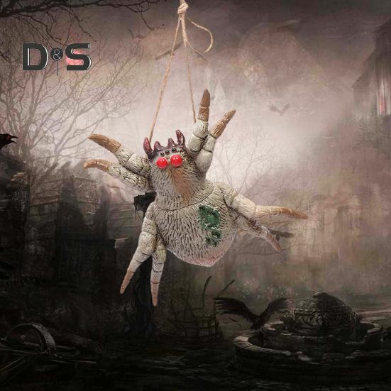 Halloween Pendant Realistic Creepy Hanging Rat Pig Head Spider Bat Decoration Haunted House Prop for Halloween Party