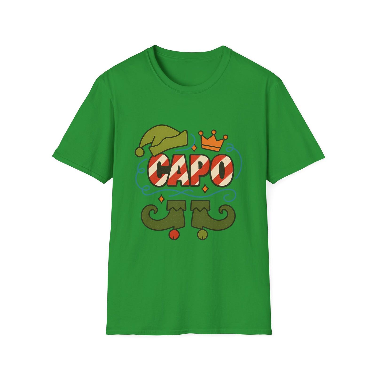 Unisex Softstyle T-Shirt Mens Womens Tees Top CAPO Elf Candy Cane Crown Christmas Holiday XL