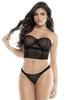 Bustier En Résille Noire Sans Bretelles Et String Assorti Mal8777 Blk