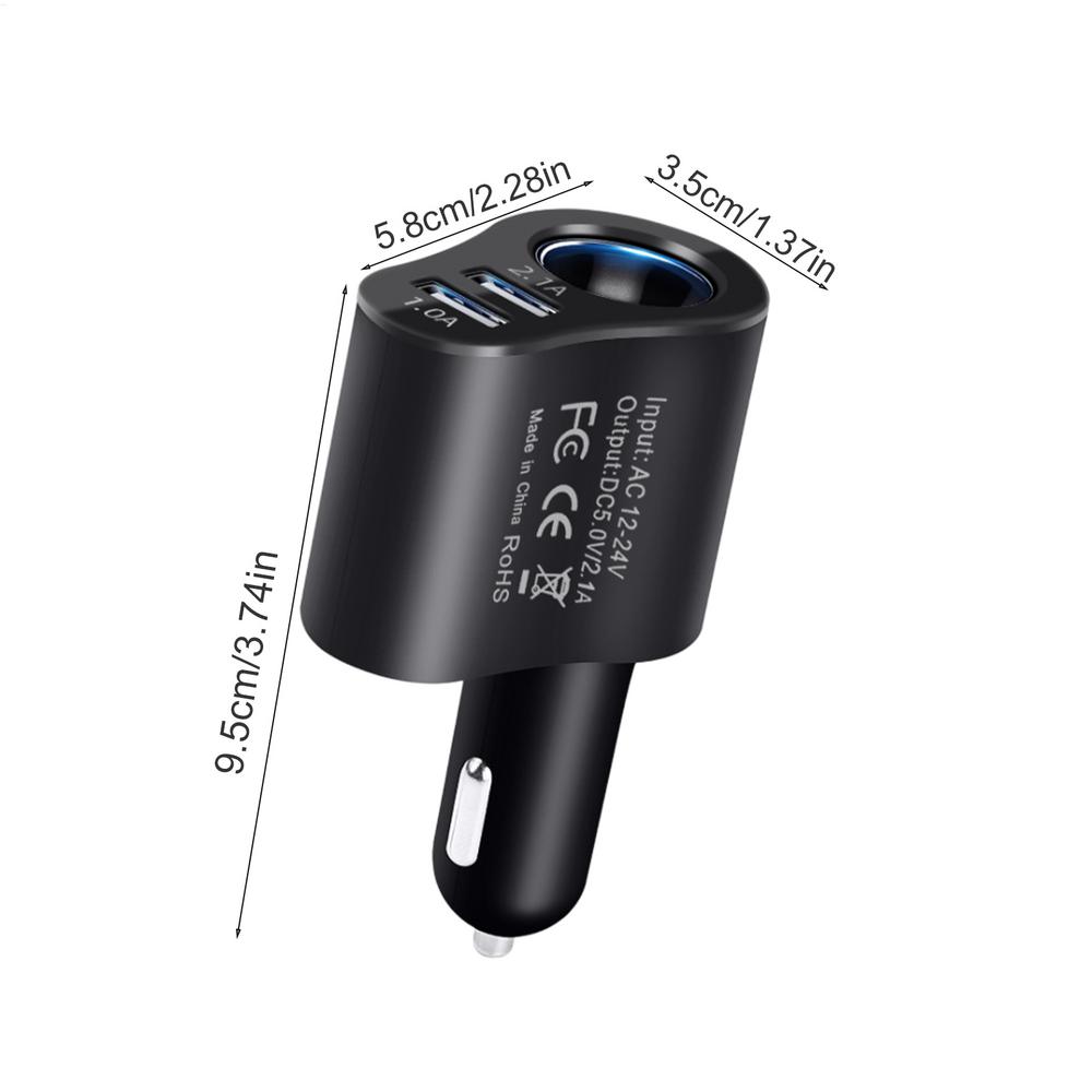 

3 In1 USB Car Charger 12v/24v Car Splitter Adapter Fast double Charging Outlet Smart 80w Multifunctional Car Phone Charger чорний