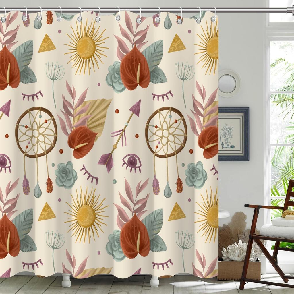 Bohemian Shower Curtain Sage Green Shower Curtain Sage Bathroom Curtain Green Shower Curtain With 12 Hooks