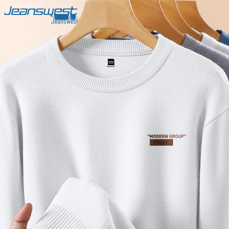 Jeanswest Men's American Style Letter Print Round Neck Sweater