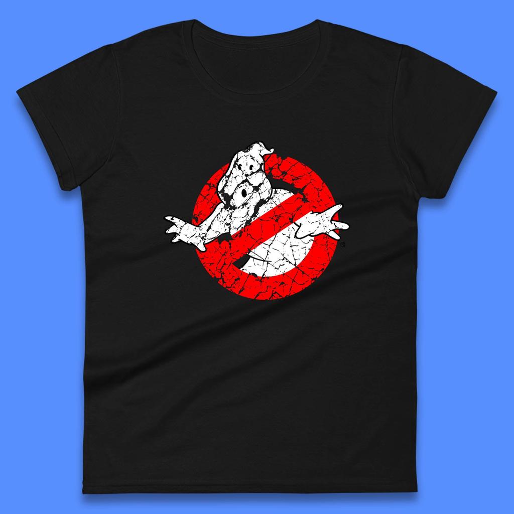 Distressed The Real Ghostbusters No Ghost Symbol Retro Halloween Movie Costume Womens Tee T Shirt Mens Tops Unisex Top
