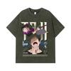 275 GSM Washed T-shirts 100% Cotton Jujutsu Kaisen V47 Toji Print Unisex Heavy Cotton T Shirt
