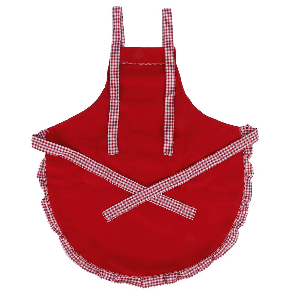 Cute Vintage Women Apron Bowknot Lace Decoration with Pocket for Kitchen Cooking SuppliesRed