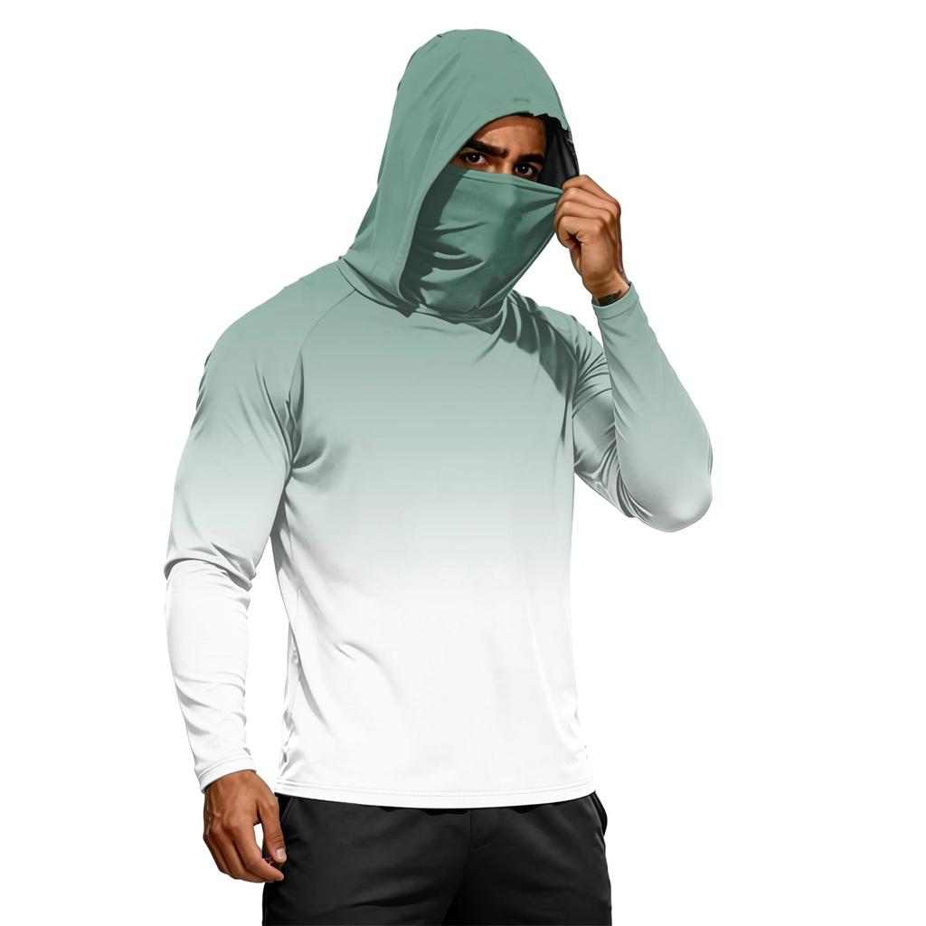Herren Sommer Langarm Hoodie UPF50+ Sonnenschutz Schnelltrocknend Fitness Sportshirt Leicht Atmungsaktiv Outdoor Activewear
