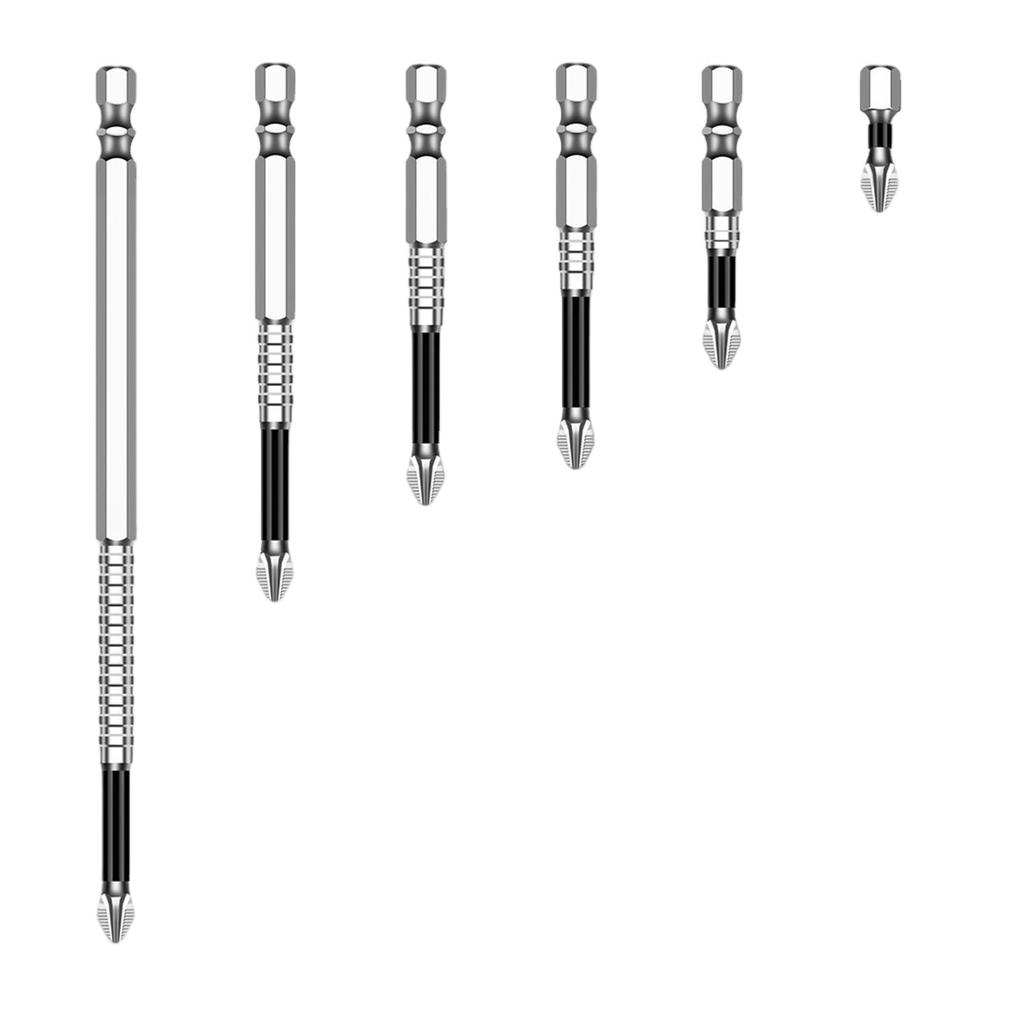 Pachet de 6 biți de șurubelniță cu cap în cruce antiderapant, set de biți de impact magnetic din oțel aliat, pentru uz casnic și profesional