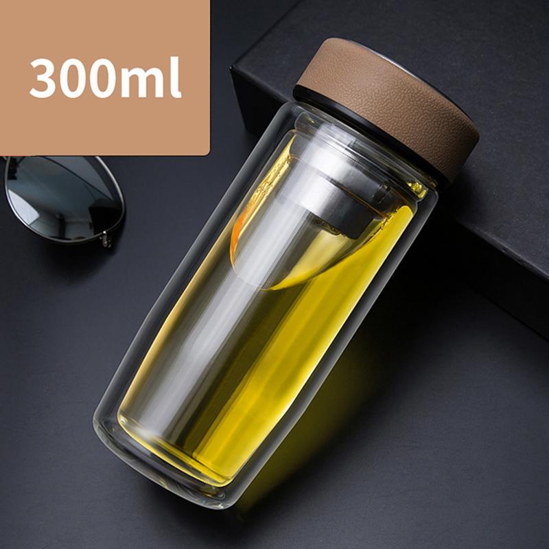 

Двухъярусные стеклянные стаканы, переносные стеклянные стаканы для чая, молока, кофе, напитков с крышкой, термоизоляционные, противоожоговые стаканы для питьевой воды 300-400ml