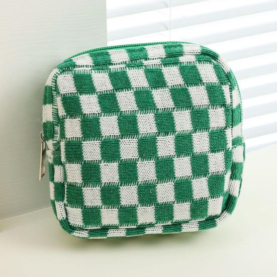 Checkered Period Bag for Women Girls Knitted Sanitary Napkin Bag Cute Menstrual Pad Pouch Tampon Holder for Purse
