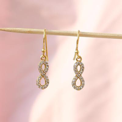 Vergoldeter Infinity Ohrring 925 Sterlingsilber Zirkonia Ohrring Damen Handgefertigter Schmuck Geschenk für Sie