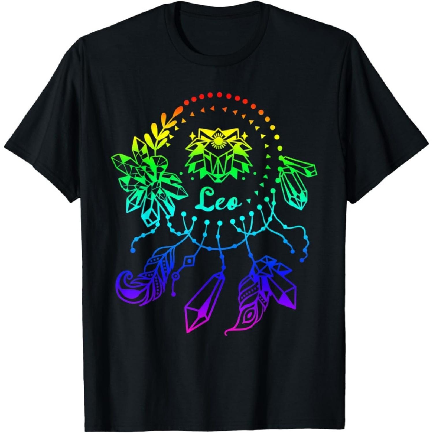 Rainbow Wind Chime Leo Zodiac T-Shirt S чёрный