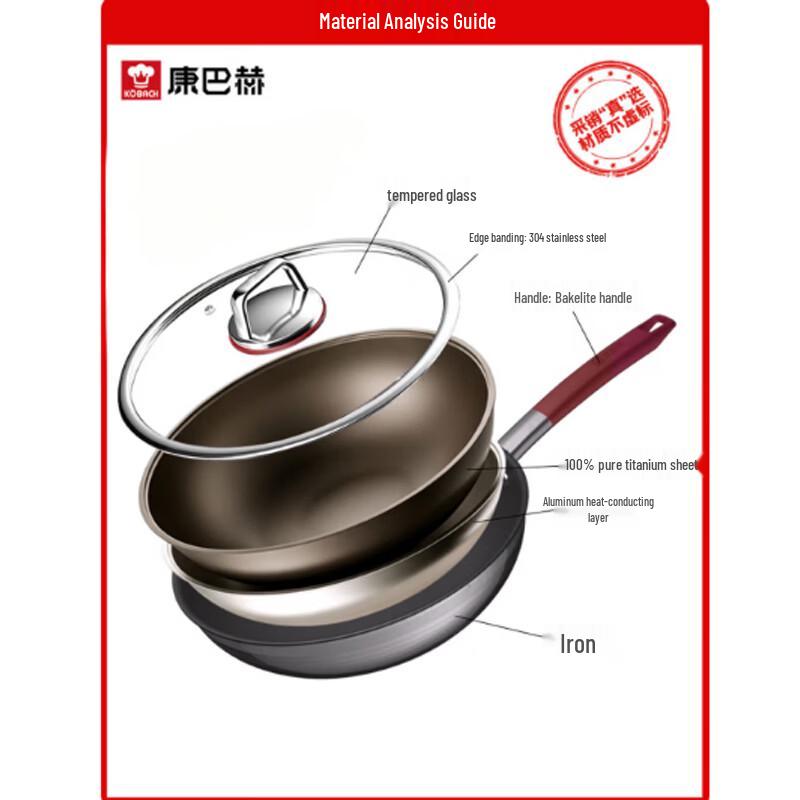 KOBACH 32cm Titanium Non-Stick Frying Wok