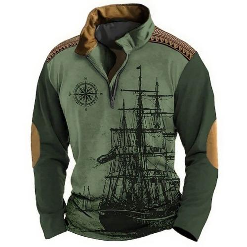 Fashion Men's Sweatshirt 3d Printed Half Zip Men's Polo Shirt