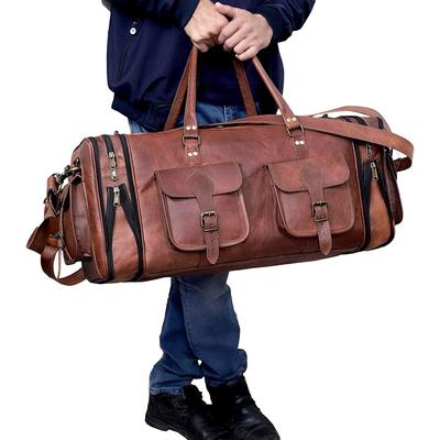 Handmade Vintage Travel Luggage 30 Inch Duffel Gym Sports Bag Weekender Travel Overnight Carry One Duffel Bag For Men (30 Inch Large)