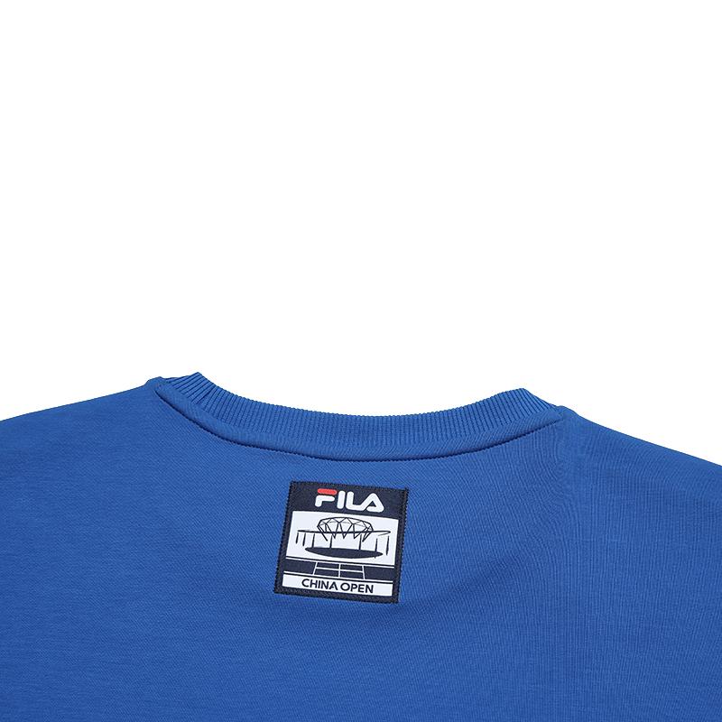 Fila Tennis Casual Sports Classic Soft Antibacterial Knitted Long Sleeve Pullover Sweatshirt Men Sweatshirt Gold Blue A11M543222FRB