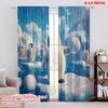 2pcs,2D Plane Printing Curtains Roller Blinds A Penguin Stands On an Iceberg Polyester Fabric (without Rod) Outdoor Decorations