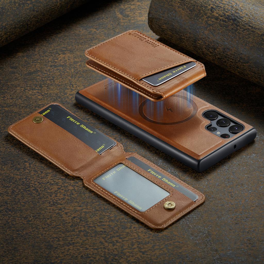 2 in 1 Cards Solt Wallet Leather RFID Wireless Charging Magnetic Case For Samsung Galaxy S24 Ultra S23 Plus S22 Kickstand Cover