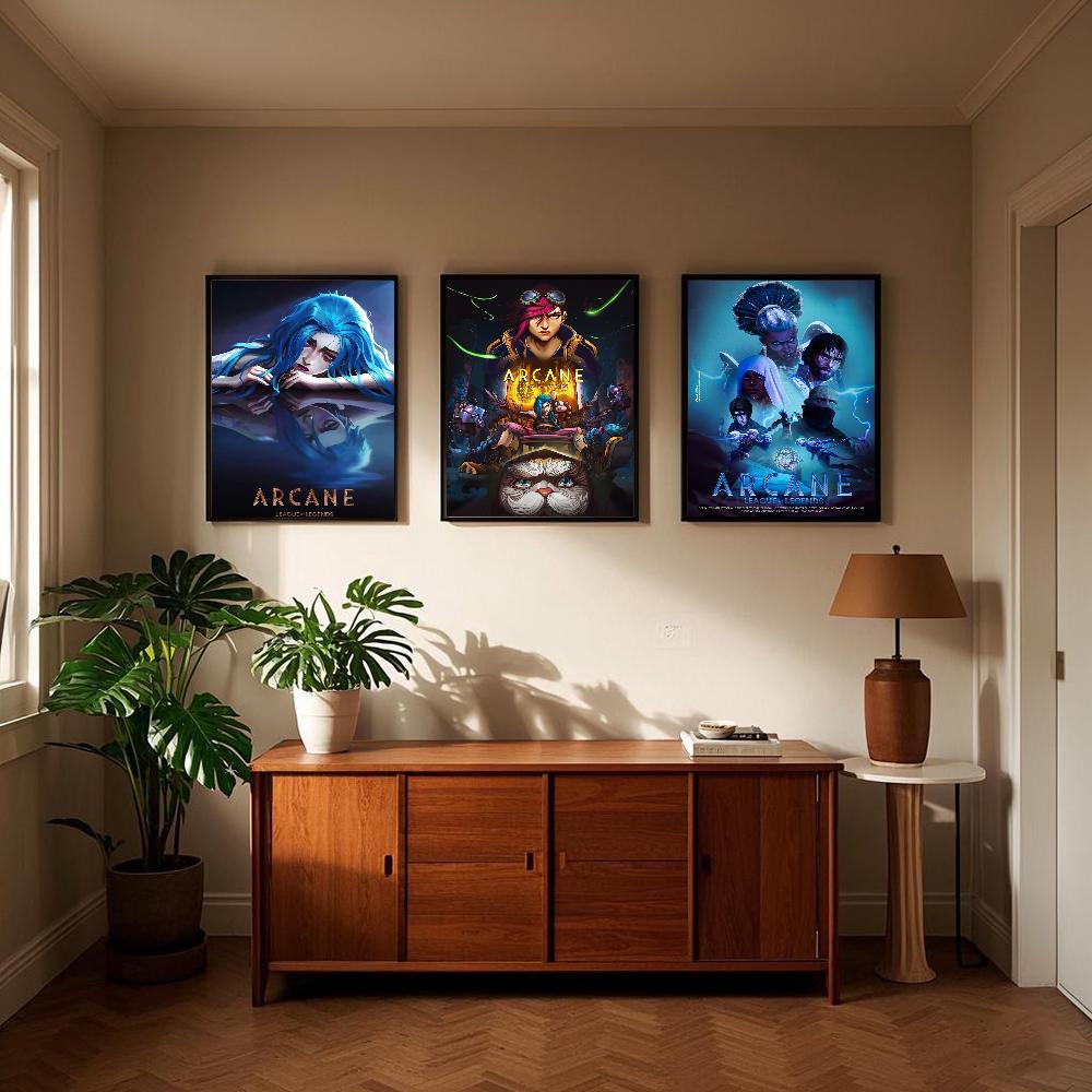 Arcane L-LOL Classic Animation Character Game Poster Art Sticky Wall Waterproof Home Living Room Bedroom Bar Aesthetic Decoratio