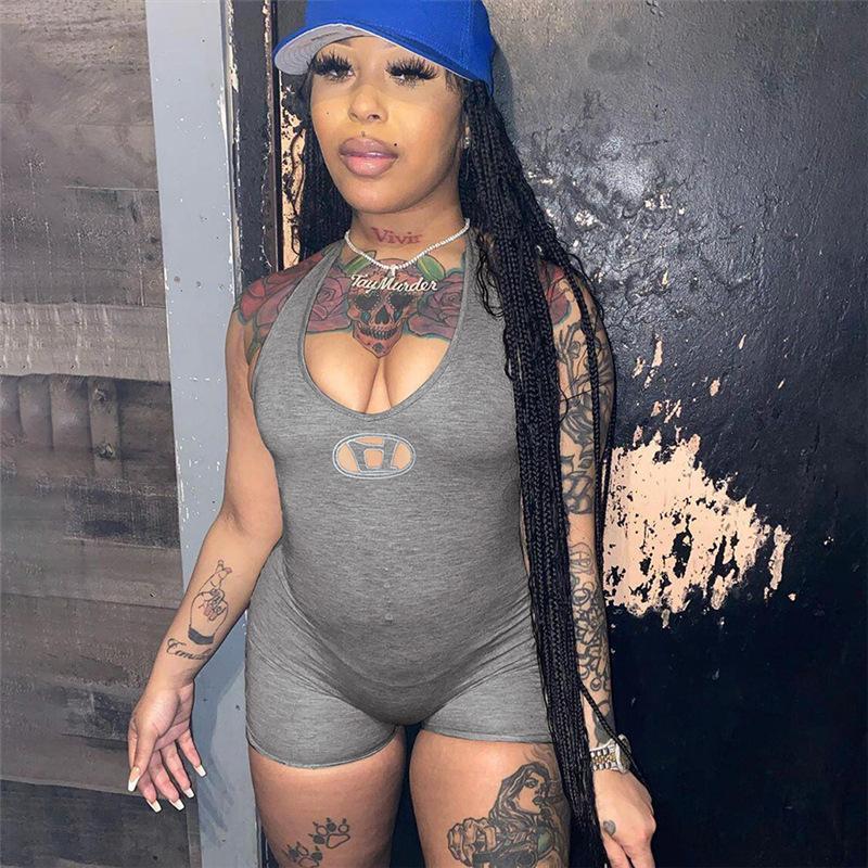 

Женский новый однотонный модный сексуальный комбинезон на груди, модели с открытым вырезом, сексуальный тонкий базовый спортивный комбинезон