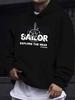 Unisex Casual All-Match Style Fashion Hoodie, New Unique Design, Nautical Theme Print with Bold Text And Compass Pattern - Casual Pullover, Kangaroo P