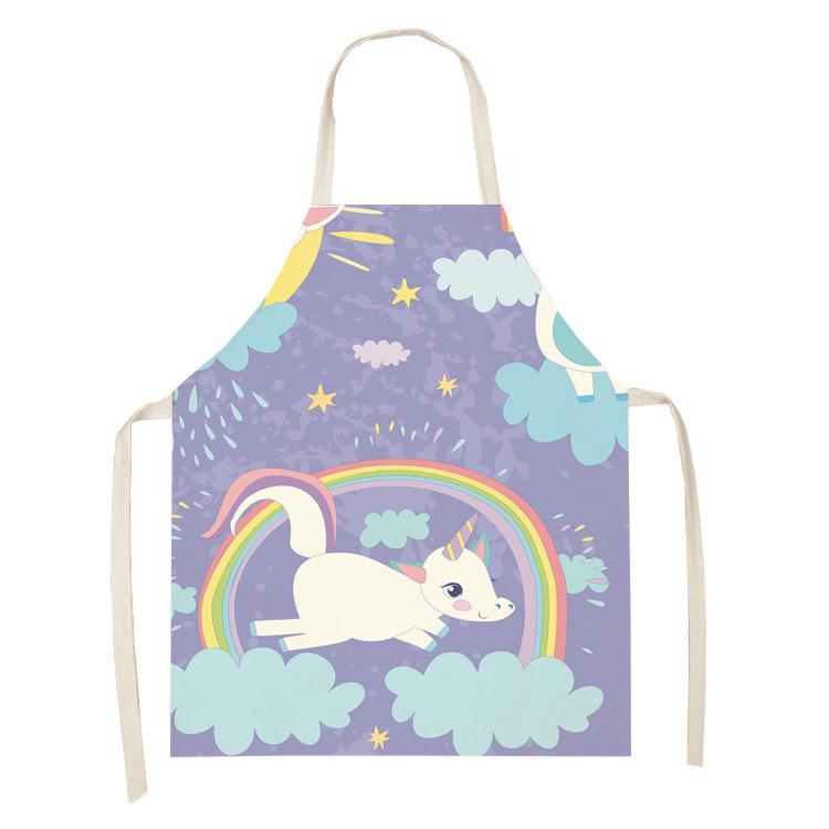 

1 шт., милый кухонный фартук с принтом маленьких животных, женский льняной фартук без рукавов, противообрастающий фартук для взрослых, родителей и детей, аксессуары для домашней кулинарии 47x38cm