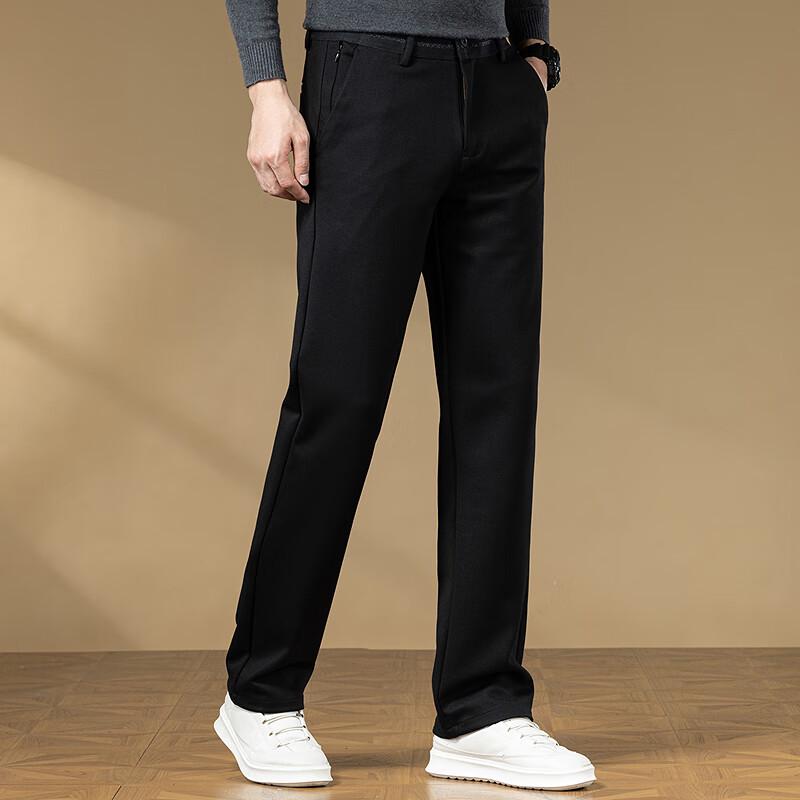 FAPAI Men's Wool Blend Easy Care Straight Leg Casual Pants