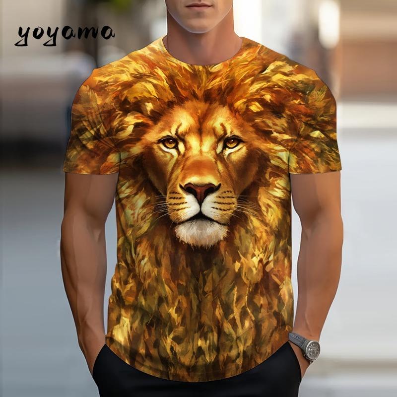 3D Tiger Men's T-Shirt Summer Outdoor Breathable Men Top Trendy Versatile Men's Clothing Casual Printed Men's Short Sleeve Shirt