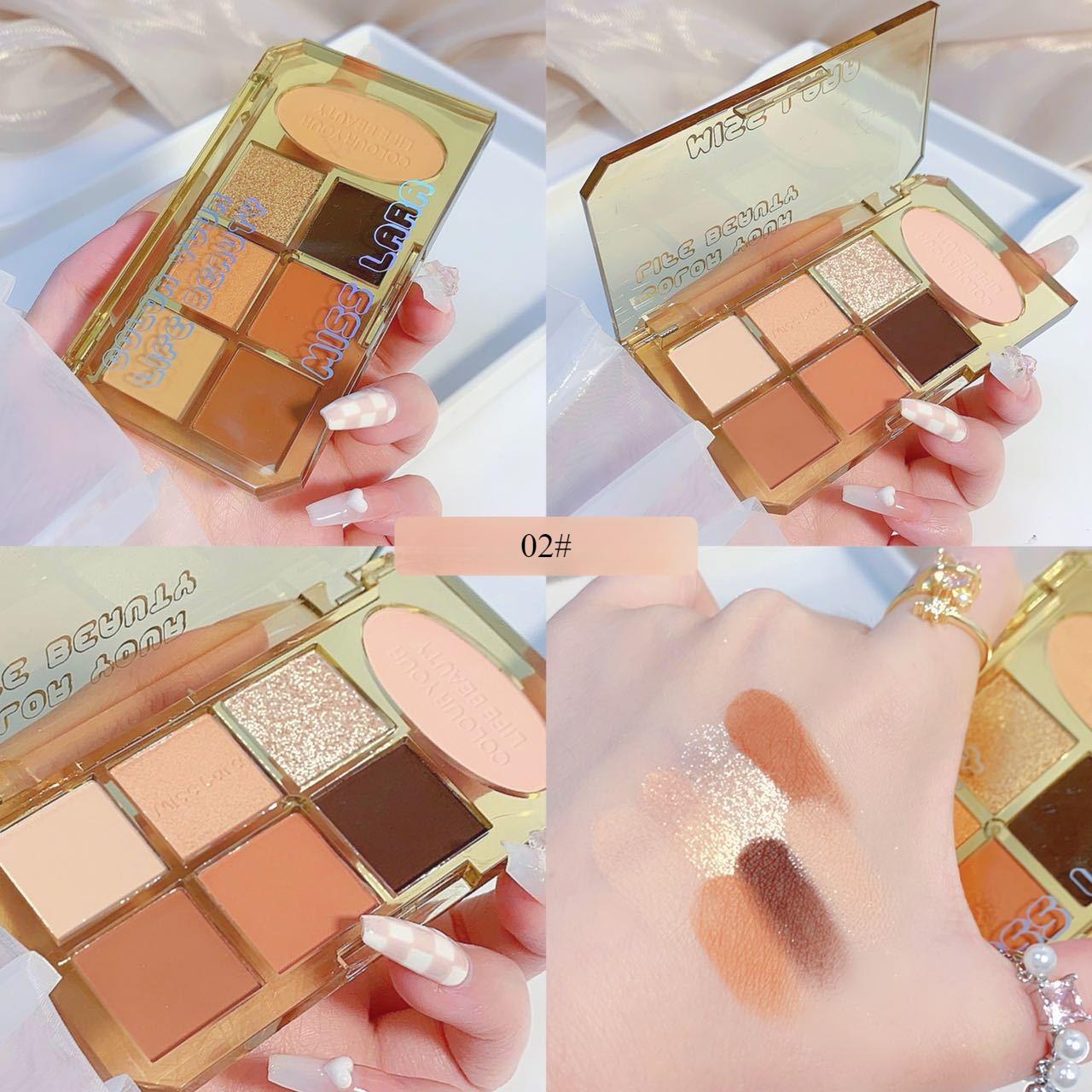 

Палитра теней для век из 7 цветов. Румяна. Стойкие матовые и мерцающие тени для век. Высокопигментированные тени для век для ежедневного макияжа глаз. 02#