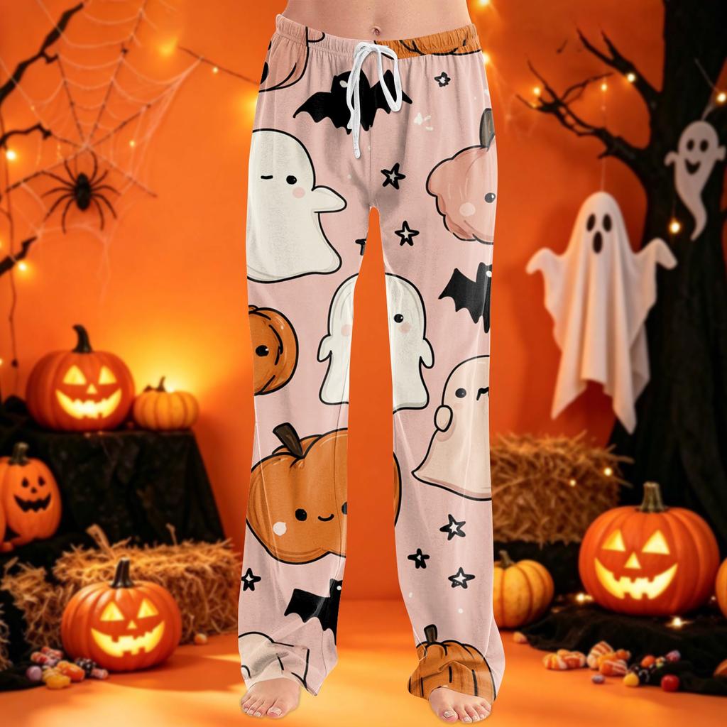Women's Pajama Pants with Drawstring Halloween Print Relaxed Fit for Casual