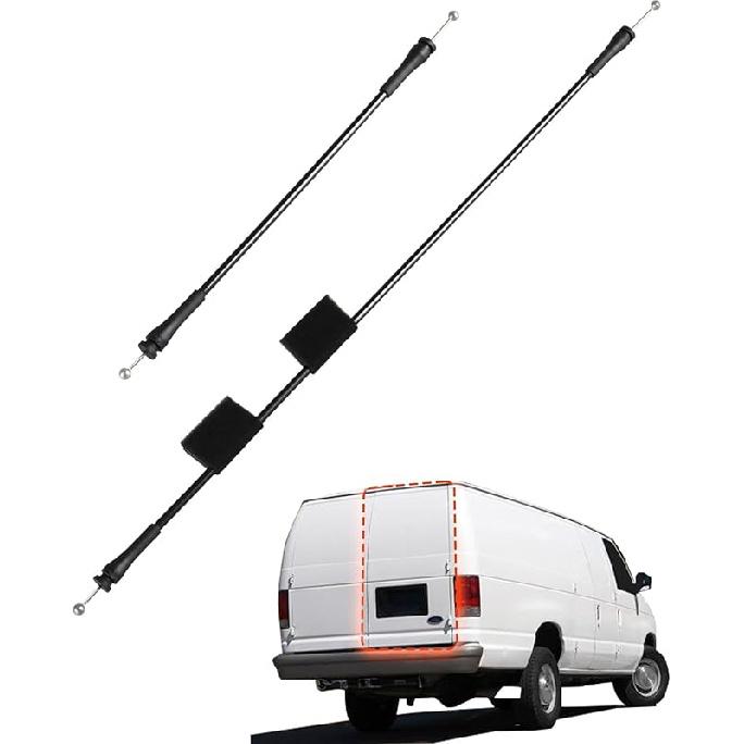 Rear Left Cargo Door Upper & Lower Latch Release Cables Compatible With Ford E-150 E-250 E-350 1992- E-450 2002- Club Wagon Super Duty Replace#