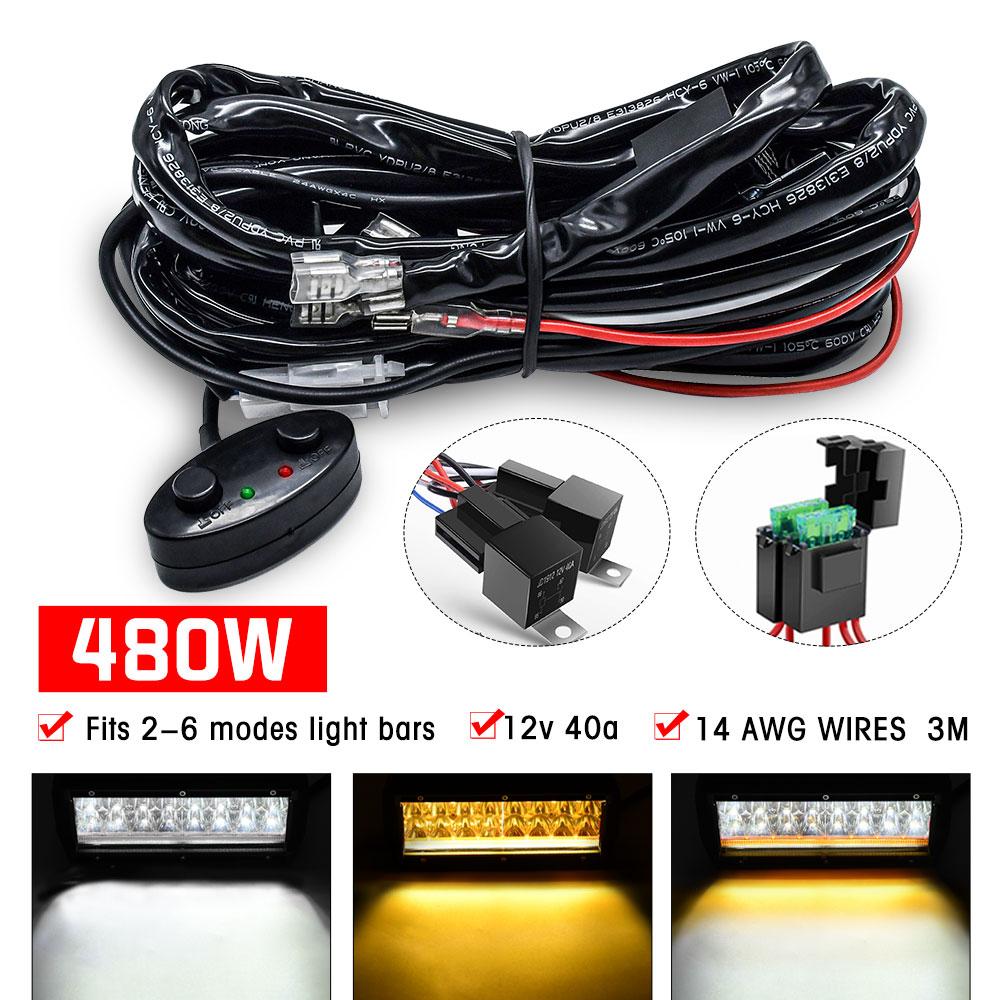 

Firedrake For 2 lamp Car Wiring Harness Kit Indoor Switch Working Light Drive Motion Light Relay Cable Wire 480W 12V 3m Wire Kit 480W Fit 2