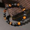 8MM Tiger Eye Stone Cross Bracelet For Men Punk Lava Rock Beads Natural Stone Chain Bangle Male  Daily Wear Jewelry