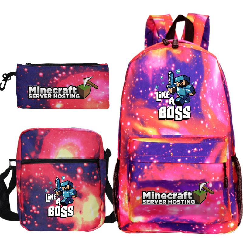 Game Merchandise Print Fashion Children'S Backpack Student Schoolbag Stationery Bag Messenger Bag Three-Piece Set