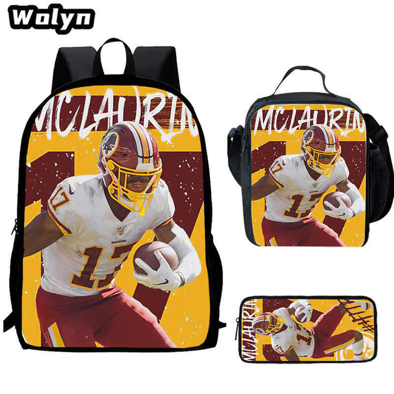 Football football 16 inch meal bag satchel three-piece pattern primary school backpack
