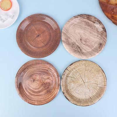 10 Stück 7-Zoll Retro Imitation Holzmaserung Einweggeschirr Teller Papiertablett Geburtstags- Feiertagsparty Dekoration Haushaltsartikel