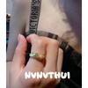 Brushed Meridian Flower Gemstone Ring Vintage Plated 18K Gold, Lock Zircon Ring