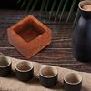 Copo Quadrado de Madeira para Saquê Estilo Japonês Madeira com Grãos Naturais Copo para Beber Saquê para Sushi Bar Porta-Copos para Chá Café