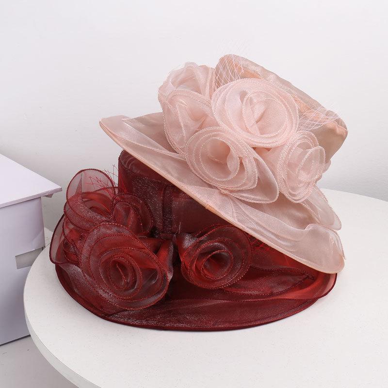 Fashion niche versatile light breathable comfortable mesh gauze hat outdoor travel simulation flower sun hat large brim