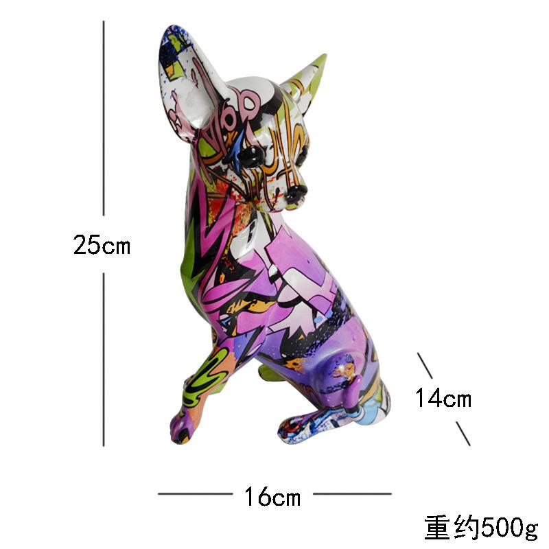 

Креативная расписная красочная статуя бульдога, чихуахуа, украшение для гостиной, домашний винный шкаф, офисный декор, поделки из смолы, подарок
